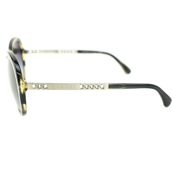 CHANEL: Gray "Horn" & "Chain" Logo Sunglasses (lc) - Picture 5 of 11